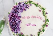 add name on Happy Birthday cake for birthday occasion 220x150 - photo frames online editing for couples romantic frame