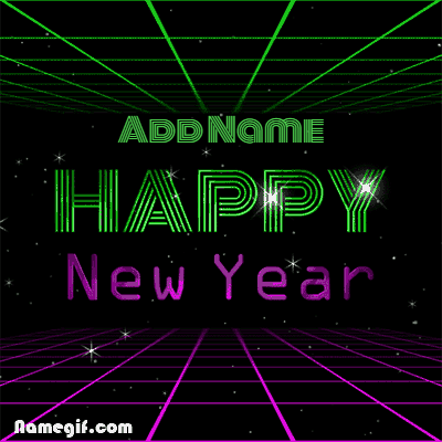 Photo of add name on happy new year neon light video gif image