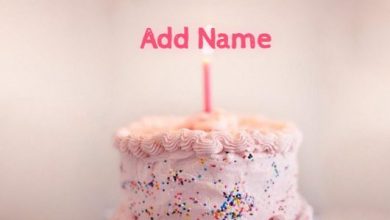 Photo of add name on pink cake for birthday photo